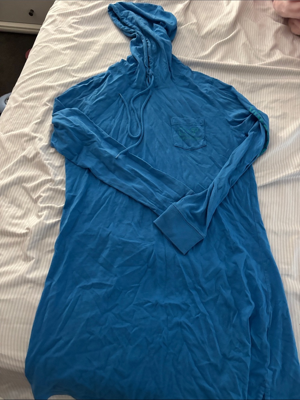 Women’s Blue Hooded Long-Sleeve beach cover up dress